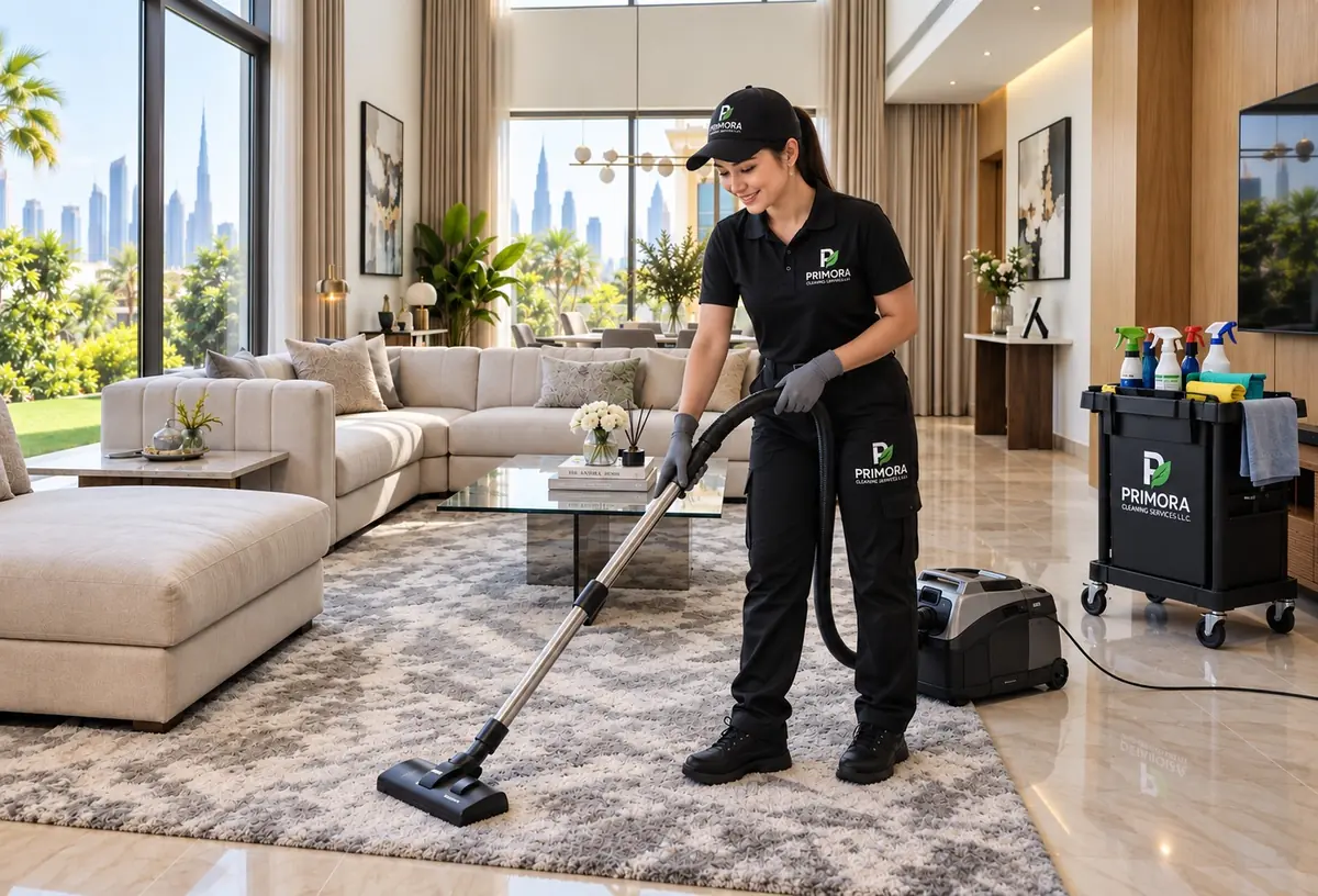 Primora trained cleaning team operating equipment